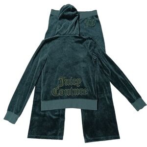 Juicy Couture Tracksuit Match Set Medium Large Jacket Pants Vintage Grunge Goth